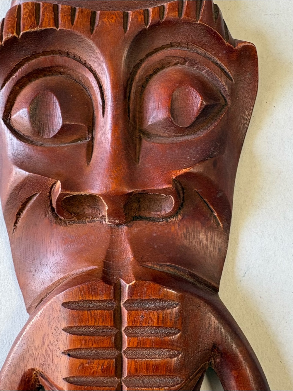 Hand-Carved Wood Wall Mask - Brown - Picture 4 of 7